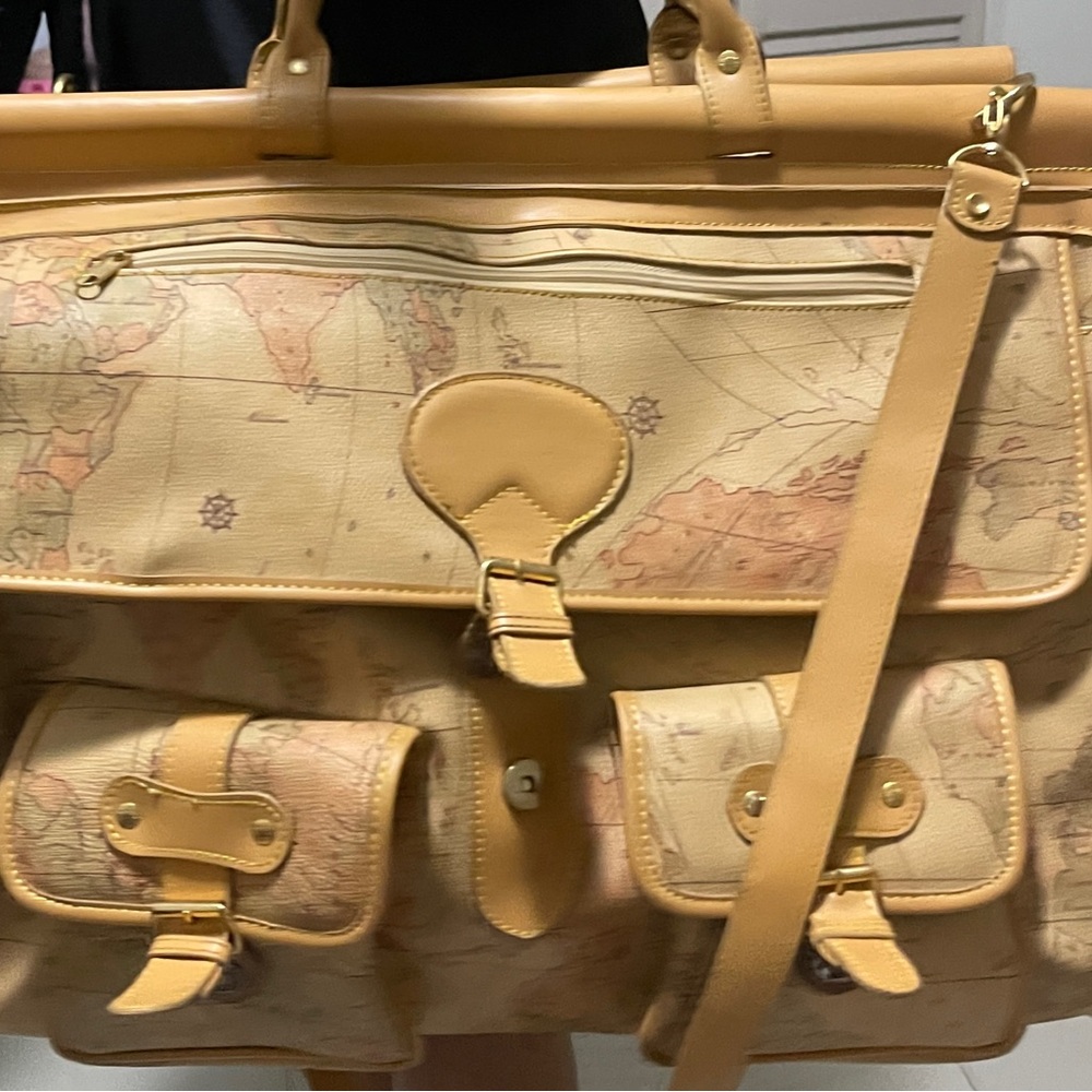 Alviero Martini 1ª Classe Geo Map Leather Travel Bag